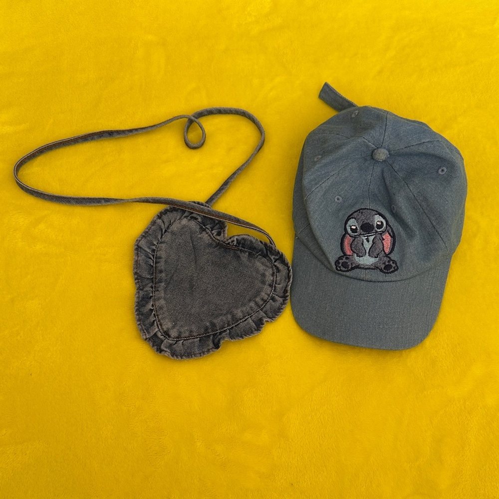 Vans Kids Blue Cap with Embroidered Character and Heart Bag